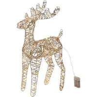 Wellhome Reno De Navidad Color Champán Con 60 Luces Led Oro 36x14x60 Cm