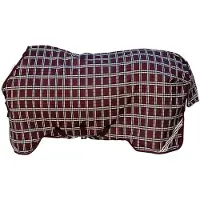 Kentucky Horsewear Manta para caballos , modelo "Turnout Rug", para todo tipo de clima, impermeable y cómoda, con relleno de 200 gramos, diseño a cuadros en color burdeos, talla 125