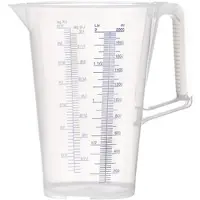 Pressol Vaso medidor de 2 litros, color azul, con escala impresa, fabricado en polipropileno (PP), marca