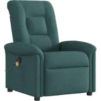 Syfax Sillón de masaje reclinable de tela verde oscuro