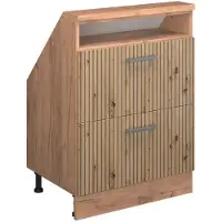 Vicco Armario de cocina para techo inclinado R-Line Roble artesanal 60 cm con 2 cajones, Model 58224