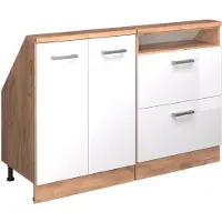 Vicco Armario de cocina para techo inclinado R-Line Blanco alto brillo 120 cm Lote de 2, Model 58116