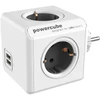 Allocacoc PowerCube Original USB, para uso interior, tipo F, conector tipo F (CEE 7/4), gris, blanco, CE, 4 tomas de corriente AC