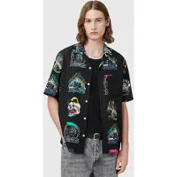 AllSaints Gnar Ss Shirt Jet Black Talla: M | Camisas Casuales Outlet | Hombre | Negro