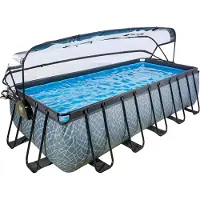 Exit Piscina Stone 540x250x122cm con bomba de filtrado de arena y cúpula, color gris