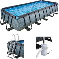 Exit Piscina Stone 540x250x100cm con bomba de depuración, color gris
