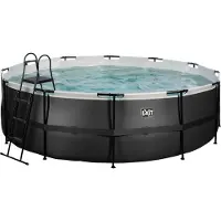 Exit Piscina Black Leather ø450x122cm con bomba de depuración, color negro