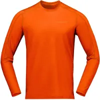 Norrøna - Ropa de senderismo - Falketind EqualiserUll Long Sleeve M Gold Flame de Lana - Talla L - Naranja