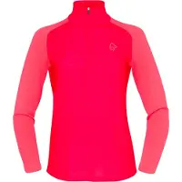 Norrøna - Ropa de senderismo mujer - Femund PureUll Zip Neck W Watermelon para Mujer de Lana - Talla M - Rosa