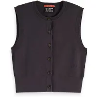 Scotch & Soda Compact Knitted Spencer Charcoal Art Talla: S | Chalecos Outlet | Mujer | Negro