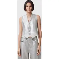 AllSaints Andrea Waistcoat Metallic Silver Talla: 8 | Chaquetas Outlet | Mujer | Gris