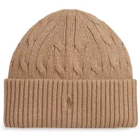 Ralph Lauren unisex. 323980663008 Gorro de algodón en punto de ochos marrón (S/M), Beige, Casual, outlet 2026.