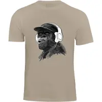 Cotton Prime Camiseta 'Monkey mit DJ-Kopfhörer' beige / antracita / blanco