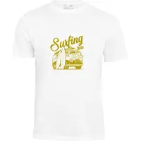 Cotton Prime Camiseta 'Surf Time Urlaub Meer Ozean' azafrán / blanco
