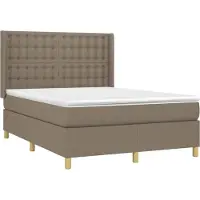 Syfax Cama box spring con colchón tela gris taupe 140x200 cm