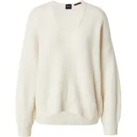 BOSS para mujer. 50550464 Jersey de cuello en pico en hilo italiano beige (M), Casual, Poliamida, outlet 2026.
