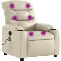 vidaXL Sillón de masaje con función de relajación, tapizado en cuero sintético, color crema