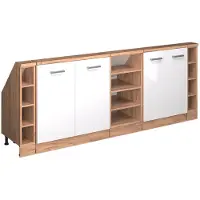 Vicco Armario de cocina para techo inclinado R-Line Blanco alto brillo 210 cm Lote de 5, Model 58194