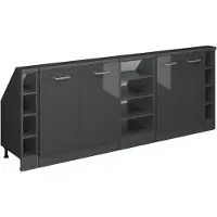 Vicco Armario de cocina para techo inclinado R-Line Antracita alto brillo 210 cm Lote de 5, Model 58170