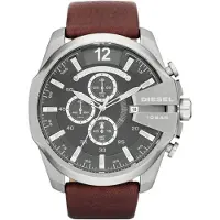 Diesel Reloj analógico 'Mega Chief' marrón oscuro / plata