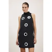 Motivi Flared Dress With Embroidered Details Black Talla: 38 | Mini Vestidos Outlet | Mujer | Negro