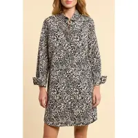 ICODE Black Shirt Dress With Graphic Floral Print Talla: 36 | Blusón Outlet | Mujer | Negro