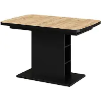 Vicco Mesa de comedor Fenaro Roble dorado/Negro 120-160 x 80 cm con compartimentos abiertos, Model 56477