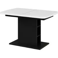 Vicco Mesa de comedor Fenaro Blanco/Negro 120-160 x 80 cm con compartimentos abiertos, Model 56485