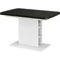 Vicco Mesa de comedor Fenaro Negro/Blanco 120-160 x 80 cm con compartimentos abiertos, Model 56483