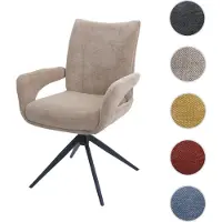 Mendler Silla para comedor HWC-O78, silla para cocina, giratoria con retorno automático, tapizada en tela de chenilla (310g/m²), color beige claro