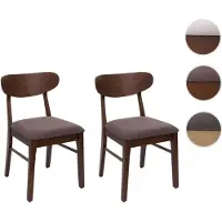 Mendler Juego de 2 sillas de comedor HWC-M59, sillas para cocina, tapizadas en tela/textil, estructura de madera maciza, color marrón oscuro, tapicería color beige