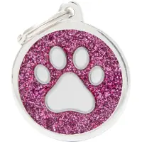 My Family Placa Para Mascota Redonda Y Brillante Con Huella