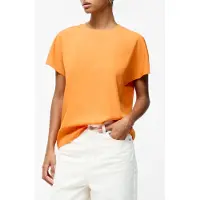 French Connection Capriana Crepe Crew Nk Top Papaya Orange Talla: XS | Blusas Outlet | Mujer | Naranja