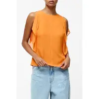 French Connection Eden Georgette Flutter Slv Top Papaya Orange Talla: 16 | Blusas Outlet | Mujer | Naranja