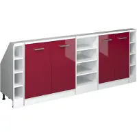 Vicco Armario de cocina para techo inclinado R-Line Rojo brillo intenso/blanco 210 cm Lote de 5, Model 58202