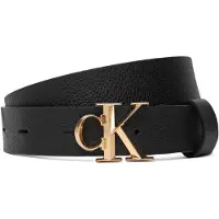 Calvin Klein Cinturón 'Pebble Grain Monogram Buckle' negro