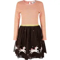 Happy girls Vestido chocolate / oro / rosa / offwhite