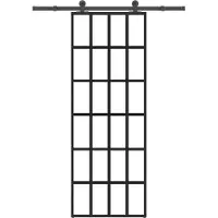 vidaXL Puerta corredera con herrajes, 76x205 cm, vidrio de seguridad ESG y aluminio