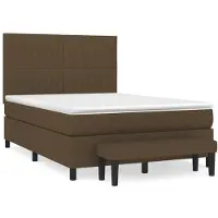 Syfax Cama box spring con colchón tela marrón oscuro 140x190 cm