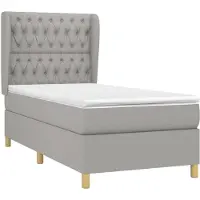 Syfax Cama box spring con colchón tela gris claro 100x200 cm