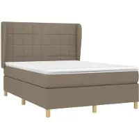 Syfax Cama box spring con colchón tela gris taupe 140x200 cm