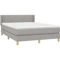 Syfax Cama box spring con colchón tela gris claro 140x190 cm