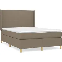 Syfax Cama box spring con colchón tela gris taupe 140x200 cm