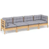 Syfax Juego de muebles de jardín 4 pzas y cojines madera maciza pino
