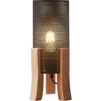 Lux.pro Lámpara de mesa "Joelleldsvin", madera y metal, diseño de malla, 30 x 14 x 14 cm, color