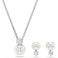 Swarovski Conjunto de joyería 'Matrix' plata / blanco perla