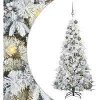 vidaXL Árbol de Navidad artificial plegable, blanco, 180 cm, fabricado con PE y PVC