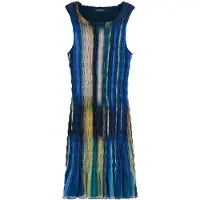 Desigual , VESTIDO PUNTO CUELLO CUADRADO, Poliester, Azul, S