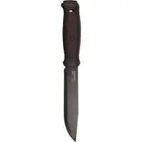 Morakniv Garberg Grand BlackBlade (C) 14640 Carbon Steel, Brown Polymer, cuchillo de bushcraft con funda de cuero