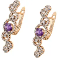 Faina Pendientes oro rosa / lila oscuro / transparente